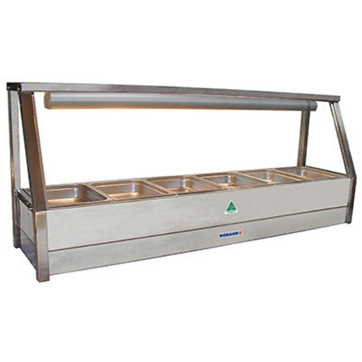 ROBAND Roband Straight Glass Hot Food Display Bar, 6 Pans Single Row - Commercial Straight Glass Hot Foodbars | NECES...