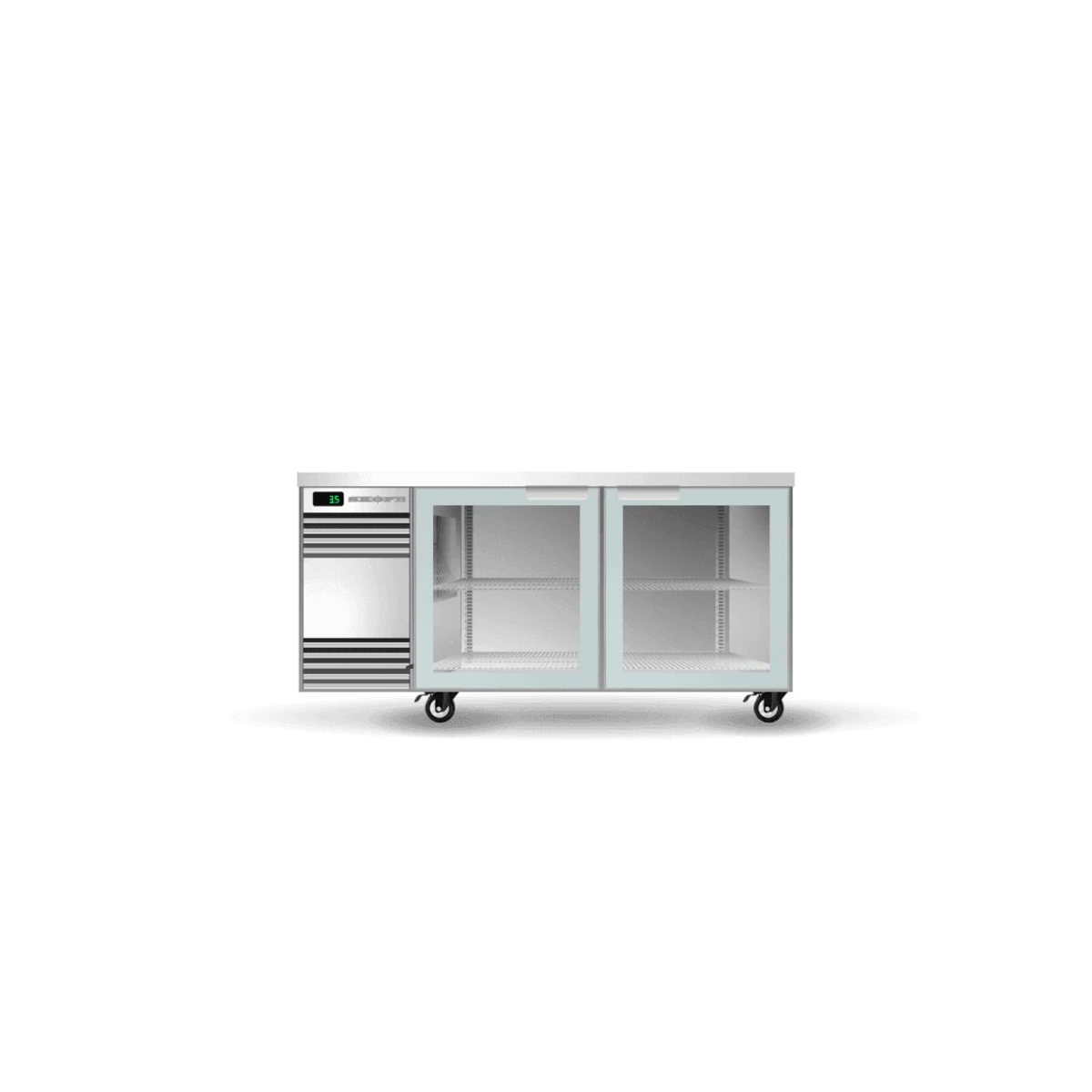 SKOPE Backbar 2 Glass Swing Door Slimline Fridge - Commercial Bar Display | NECES Australia