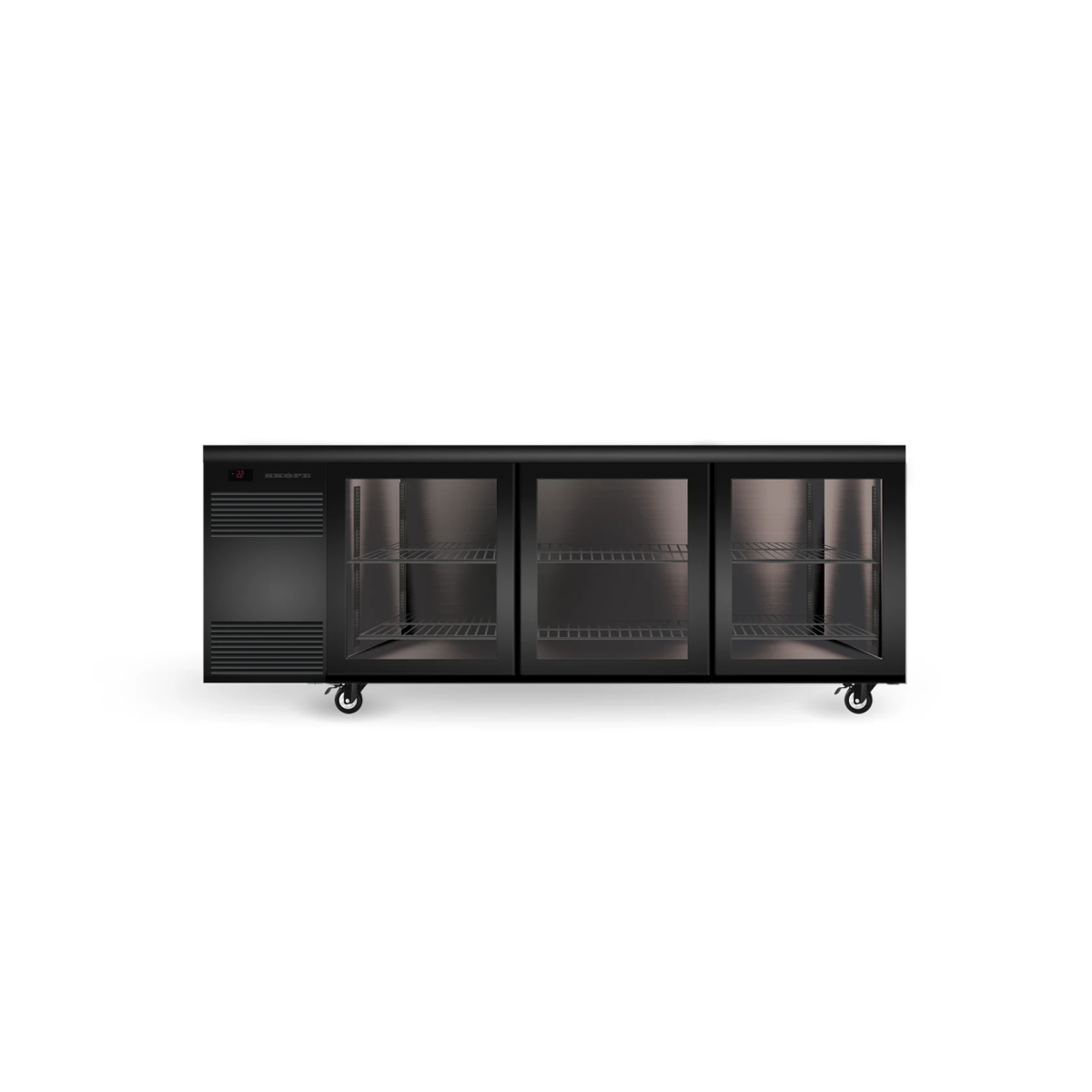SKOPE Backbar 3 Glass Sliding Door Slimline Fridge - Commercial Bar Display | NECES Australia